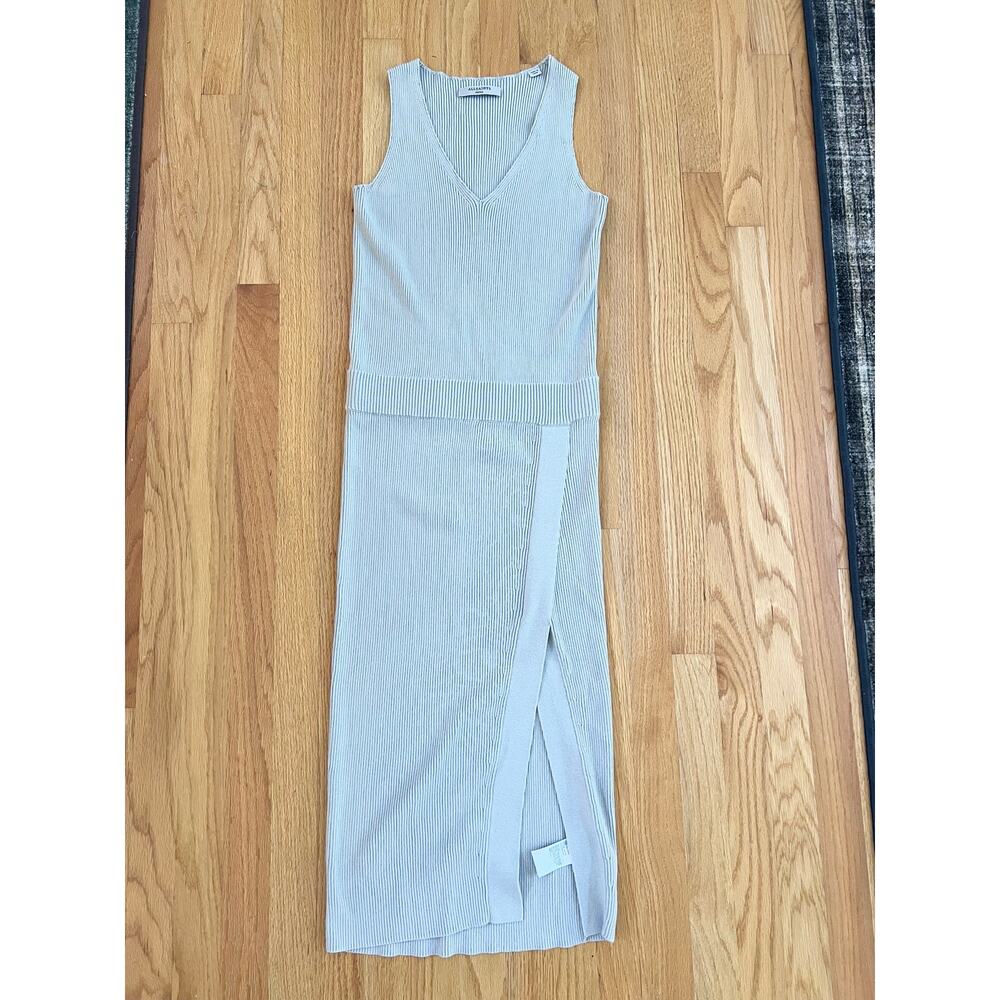 ALLSAINTS Rassa Ribbed drop waist sweater  Dress V-neck, sleeveless, small midi - Picture 5 of 13